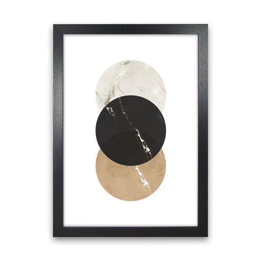 Gold, Beige And Black Marble Abstract Circles Modern Print Black Grain