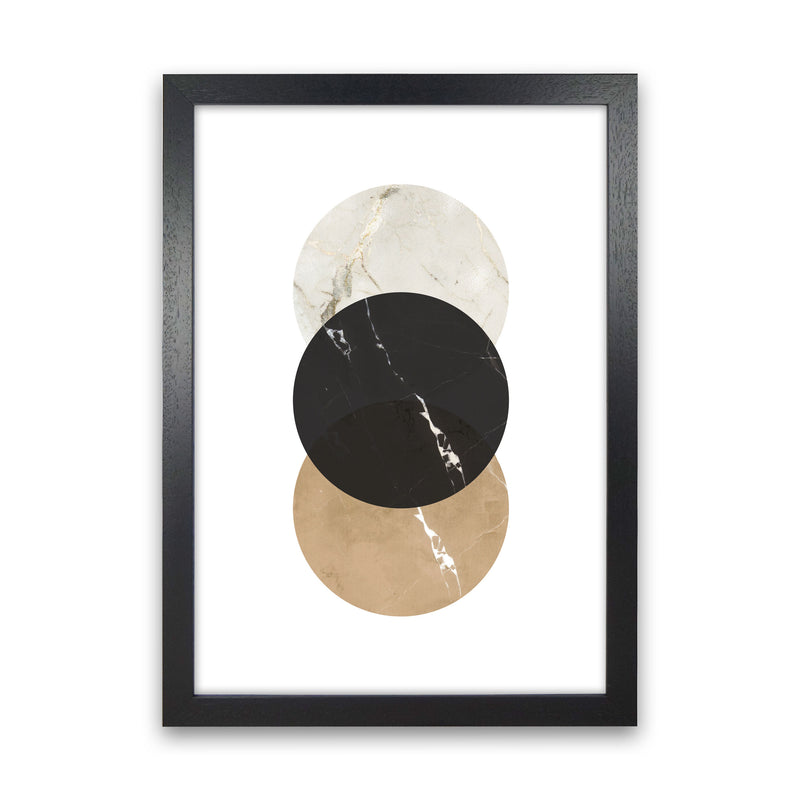 Gold, Beige And Black Marble Abstract Circles Modern Print Black Grain