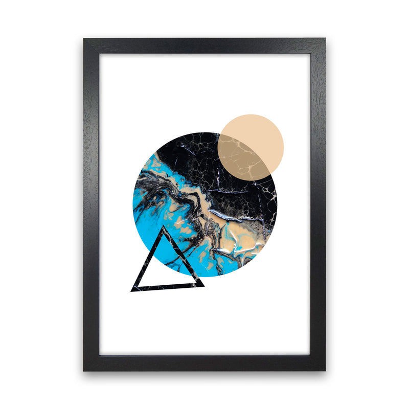 Blue Sand Abstract Circles Modern Print Black Grain