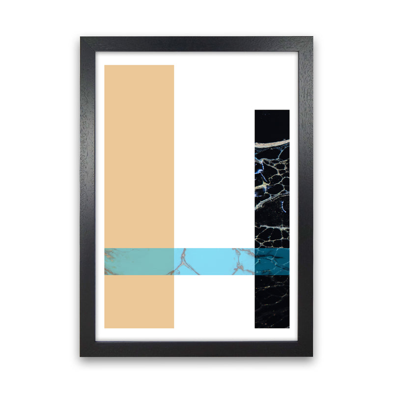 Blue Sand Abstract Rectangles Modern Print Black Grain