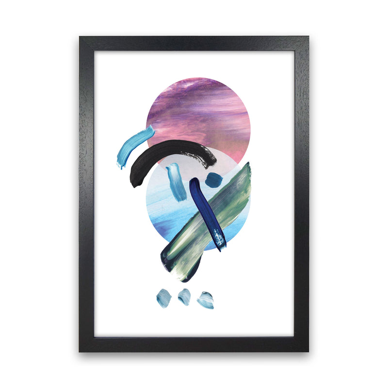 Purple And Blue Mixed Watercolour Abstract Modern Print Black Grain