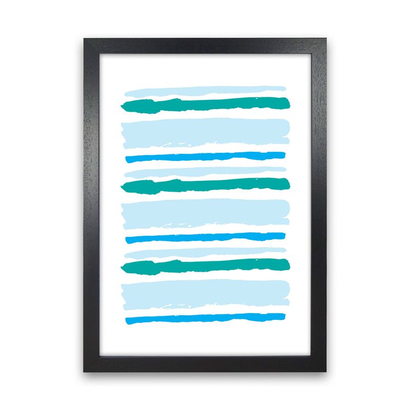 Blue Contrast Abstract Stripes Modern Print Black Grain