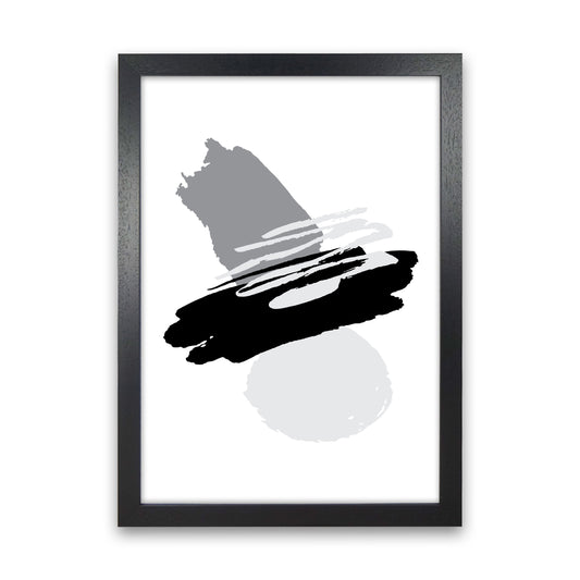 Black And Grey Abstract Paint Shapes Modern Print Black Grain