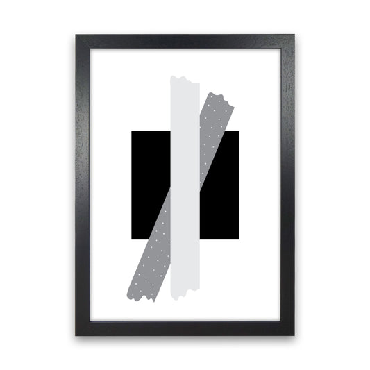 Black Square With Grey Bow Abstract Modern Print Black Grain