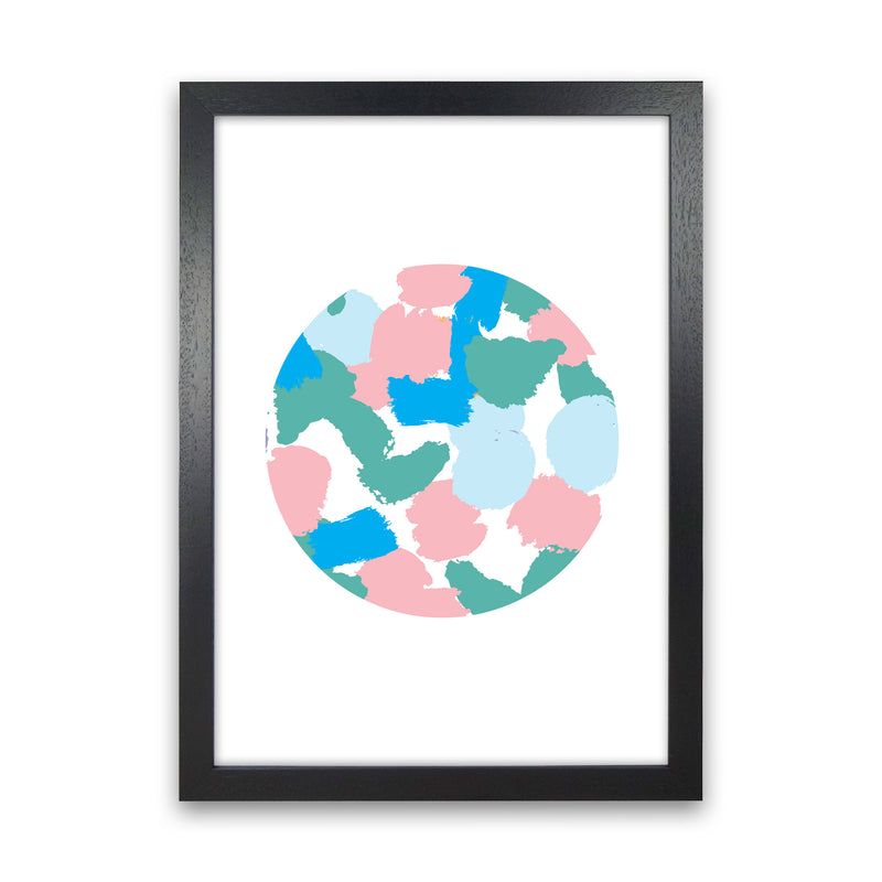 Pink And Green Paint Splodge Circle Abstract Modern Print Black Grain