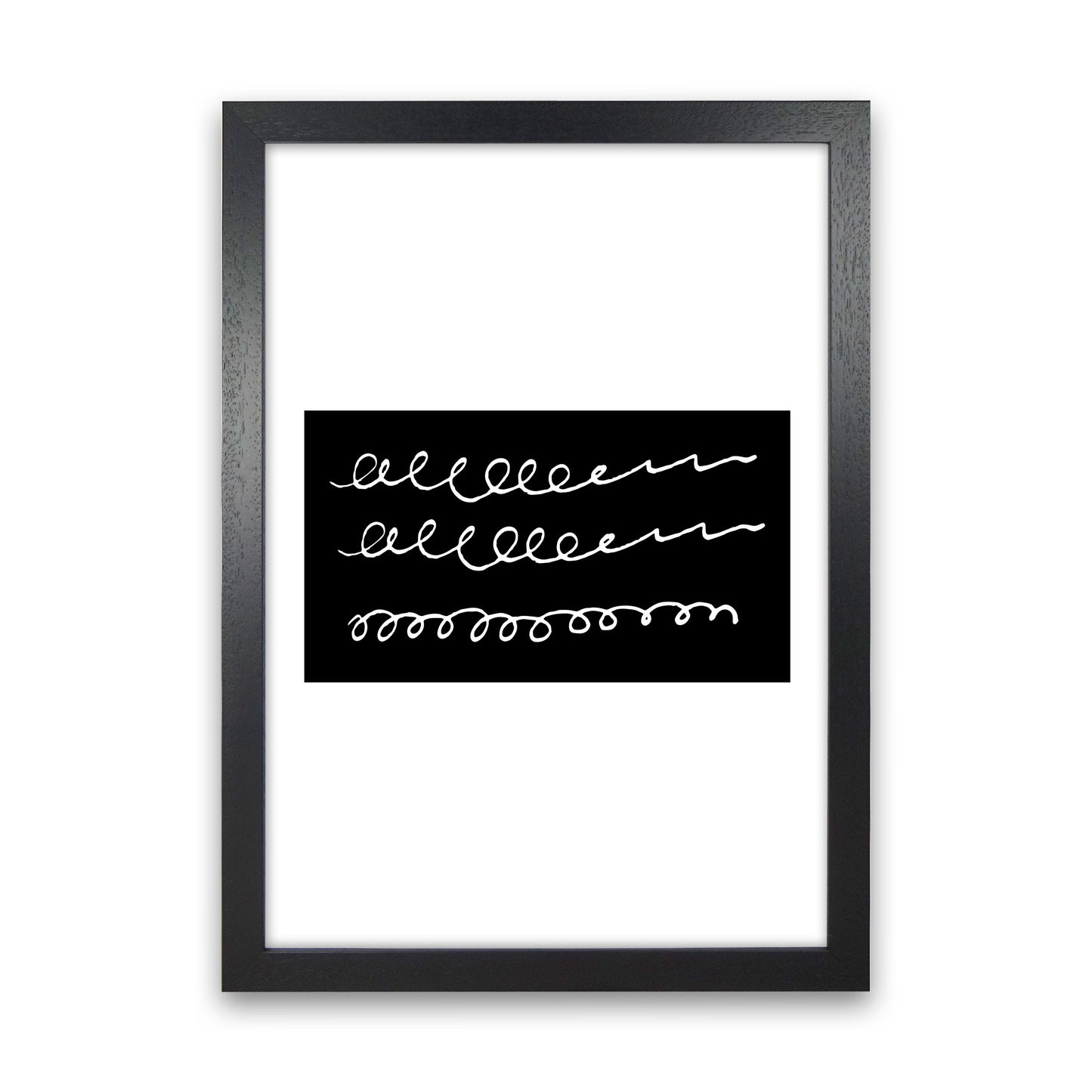 Black Rectangle Swirls Abstract Modern Print Black Grain