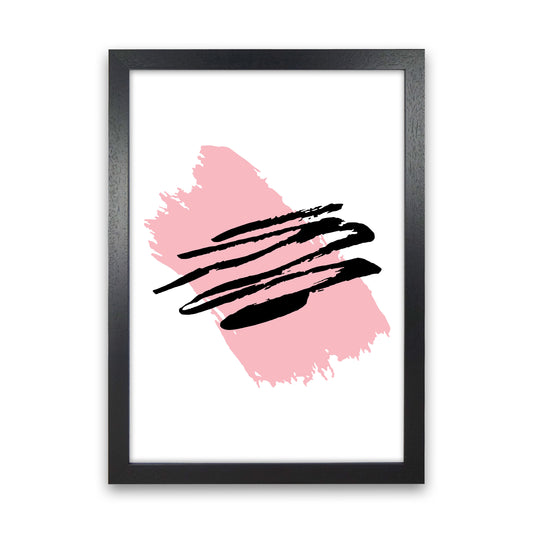 Pink Jaggered Paint Brush Abstract Modern Print Black Grain