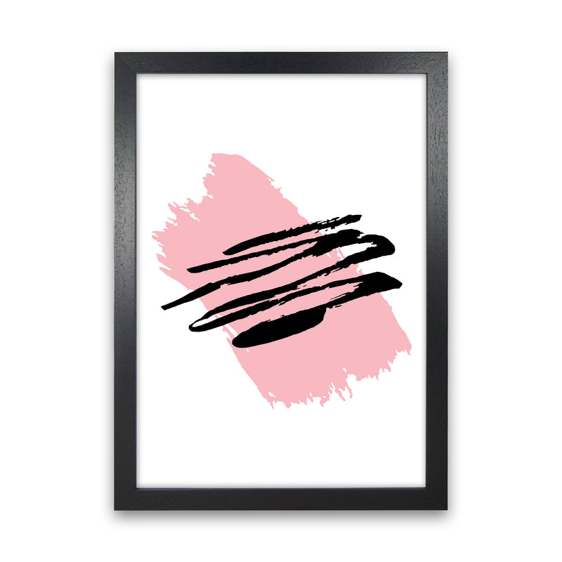 Pink Jaggered Paint Brush Abstract Modern Print Black Grain