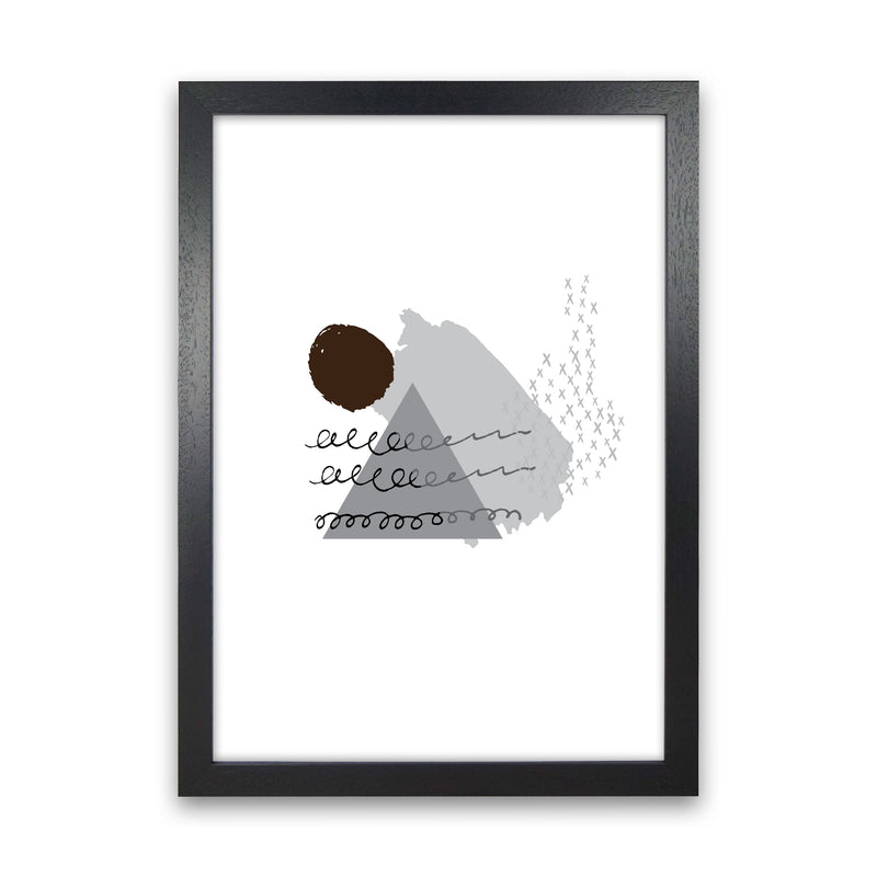 Grey And Black Mountain Sun Abstract Modern Print Black Grain