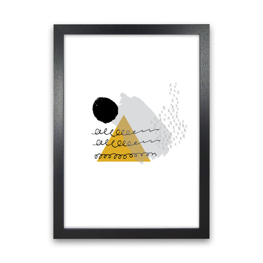 Mustard And Black Mountain Sun Abstract Modern Print Black Grain