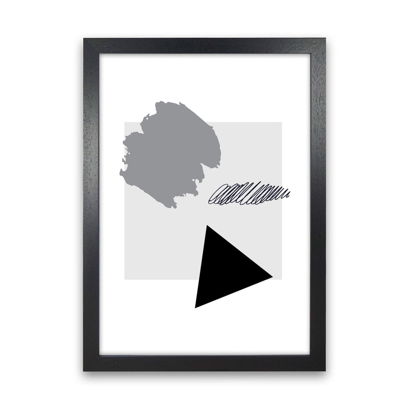 Grey Square Mismatch Abstract Modern Print Black Grain