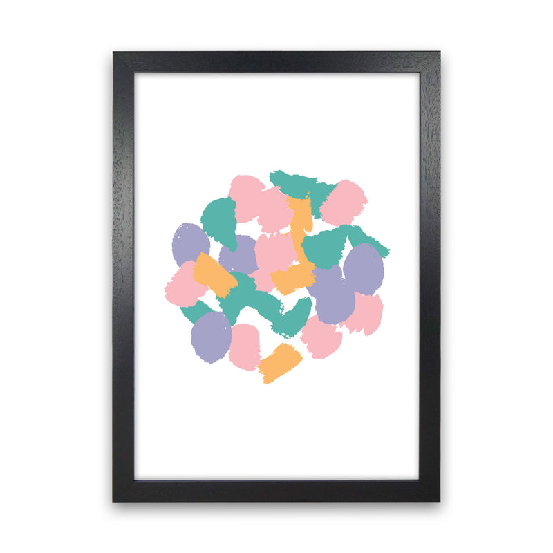Pink Abstract Paint Splodge Modern Print Black Grain