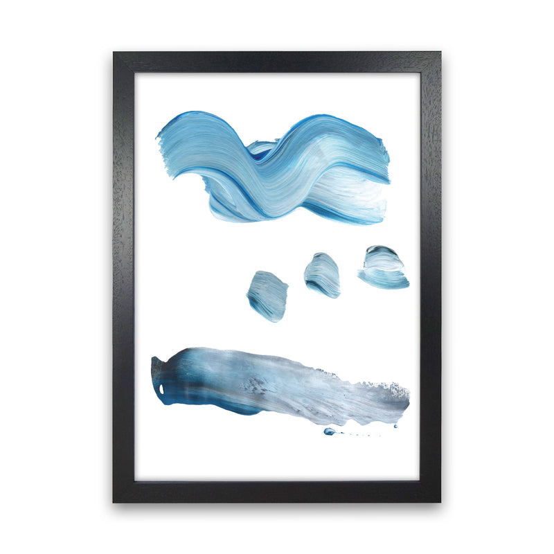 Light Blue Abstract Paint Strokes Modern Print Black Grain