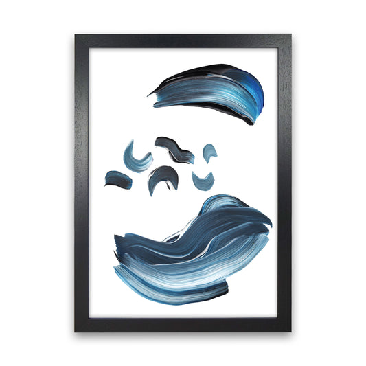 Dark Blue And Grey Abstract Paint Strokes Modern Print Black Grain