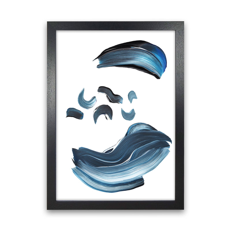Dark Blue And Grey Abstract Paint Strokes Modern Print Black Grain