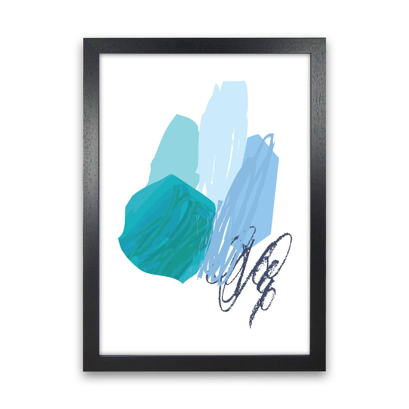 Blue Abstract Palette Drawings Modern Print Black Grain