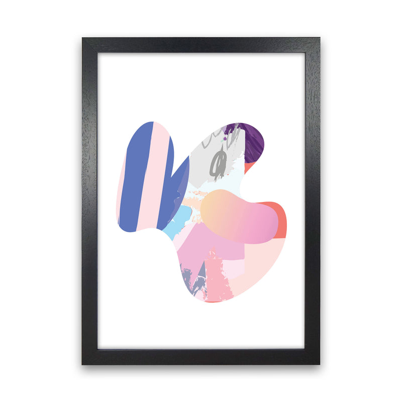 Pink Abstract Butterfly Shape Modern Print Black Grain
