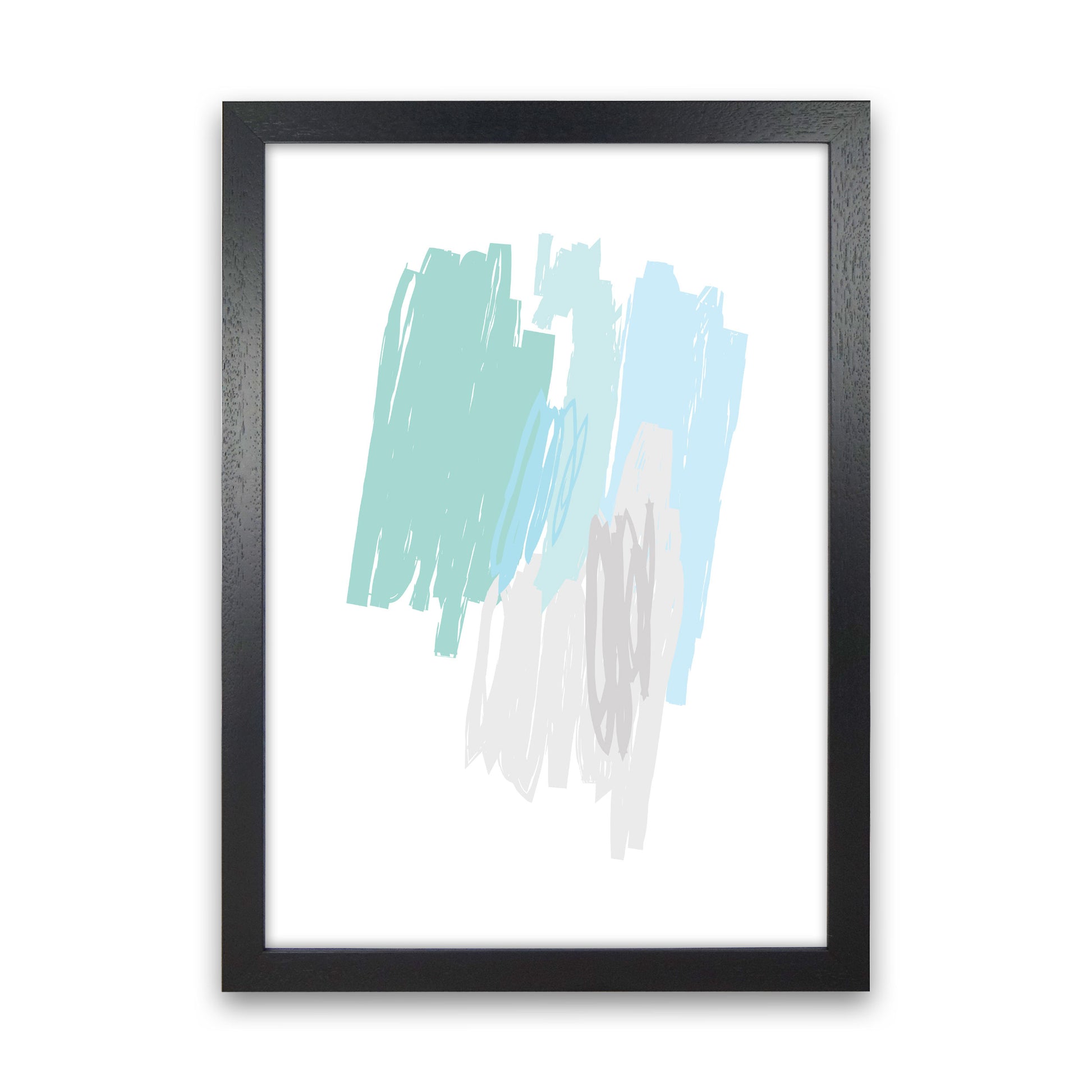Mint Scribbles Abstract Drawings Modern Print Black Grain