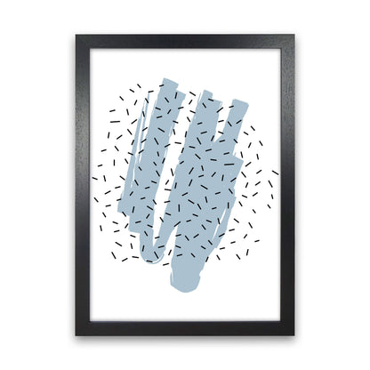 Blue Paint With Black Polka Abstract Modern Print Black Grain