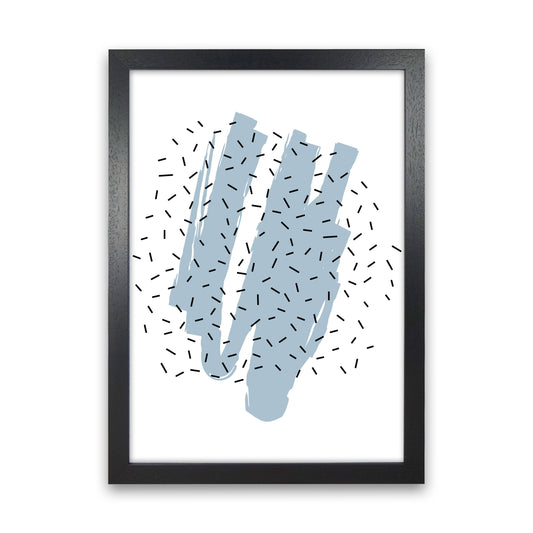 Blue Paint With Black Polka Abstract Modern Print Black Grain