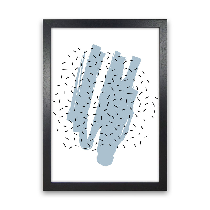 Blue Paint With Black Polka Abstract Modern Print Black Grain