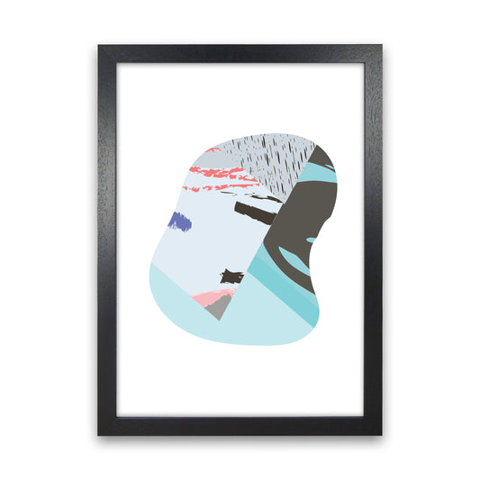 Teal Abstract Patterns Shape Modern Print Black Grain