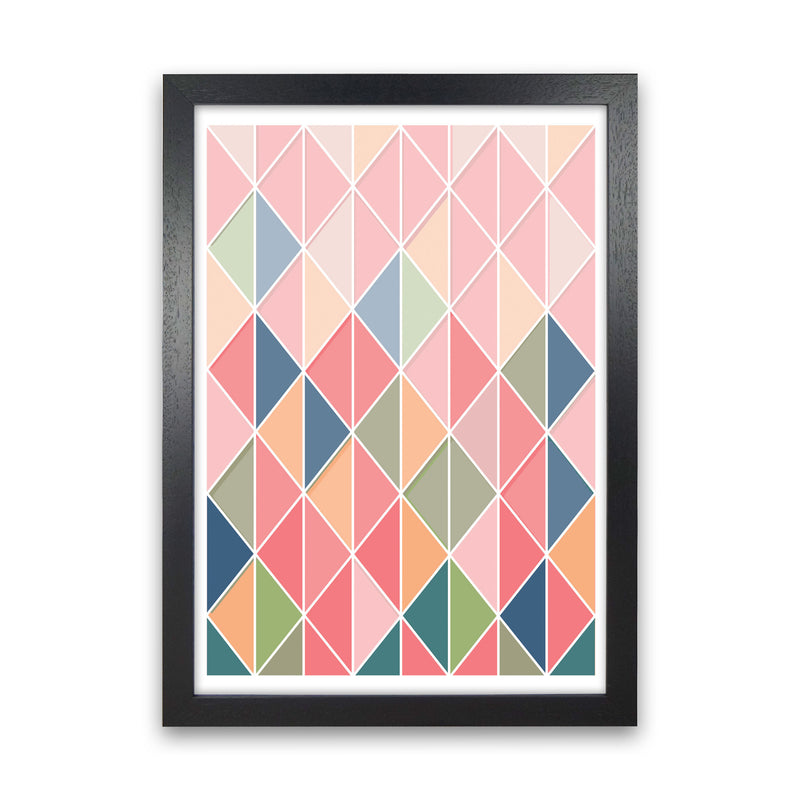 Full Colour Abstract Geo Modern Print Black Grain