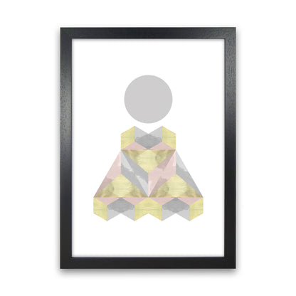 Gold, Pink And Grey Abstract Shapes Modern Print Black Grain