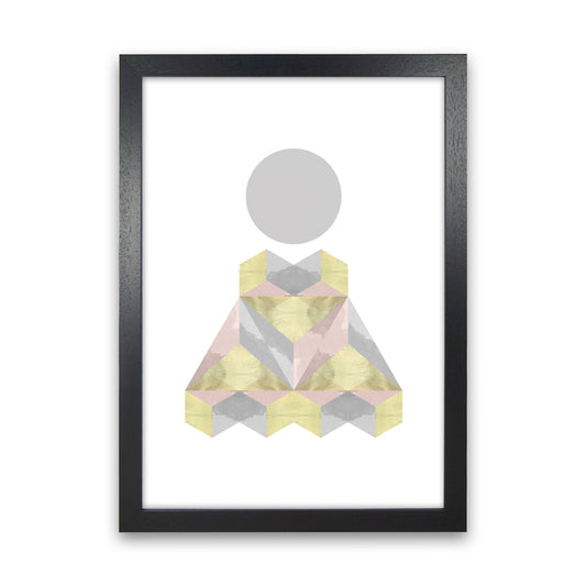 Gold, Pink And Grey Abstract Shapes Modern Print Black Grain