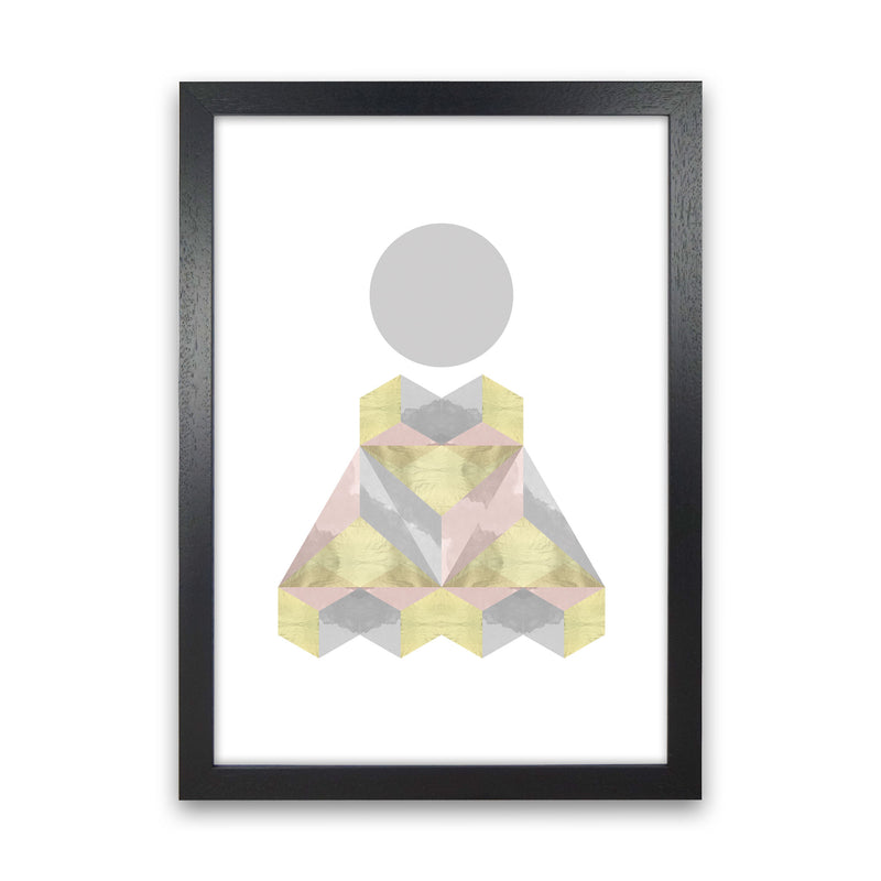 Gold, Pink And Grey Abstract Shapes Modern Print Black Grain