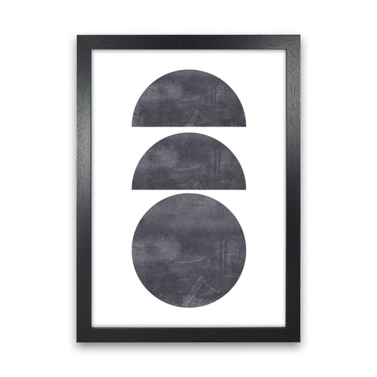 Abstract Scratched Texture Circles Modern Print Black Grain