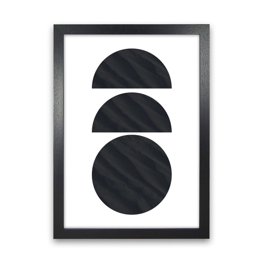 Abstract Black Textured Circles Modern Print Black Grain