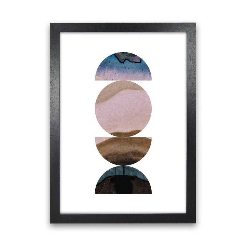 Pastel And Sand Abstract Circles Modern Print Black Grain