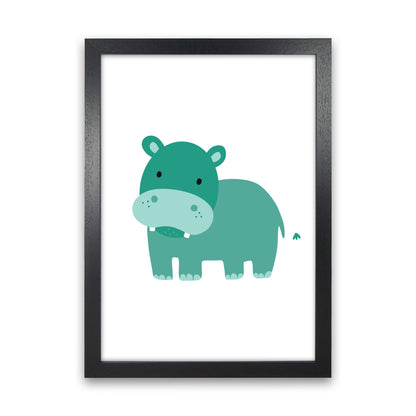 Children&#39;s Animals, Hippo Modern Print Black Grain