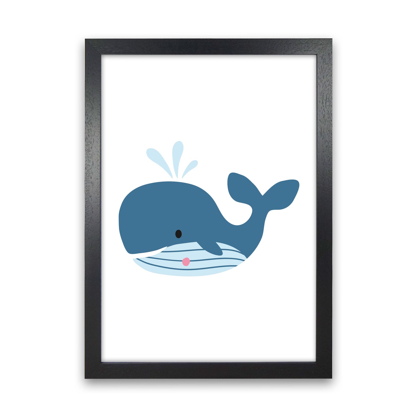 Children&#39;s Animals, Whale Modern Print Black Grain