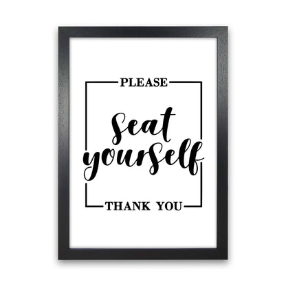 Seat Yourself, Bathroom Modern Print, Framed Bathroom Wall Art Black Grain