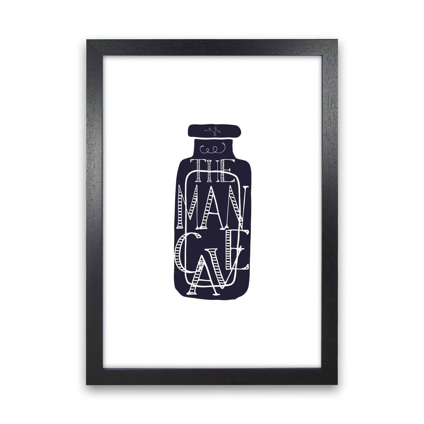 The Man Cave 3 Modern Print, Framed Bathroom Wall Art Black Grain