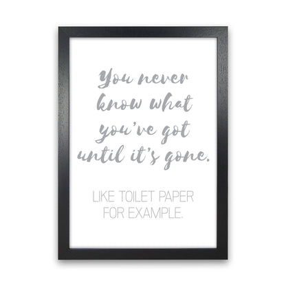 Toilet Roll Grey, Bathroom Modern Print, Framed Bathroom Wall Art Black Grain