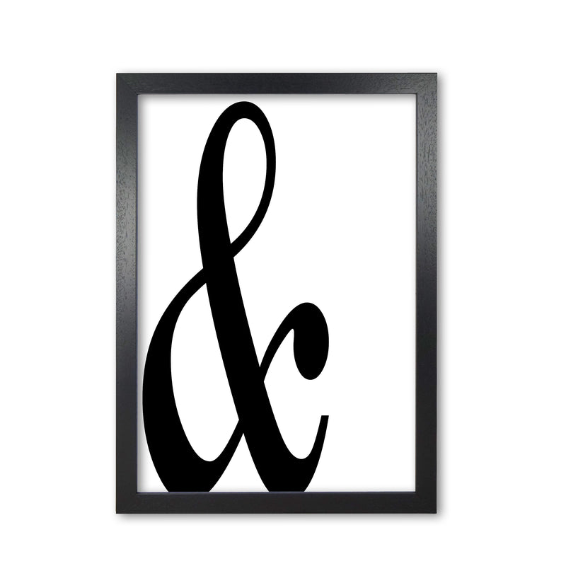 Ampersand Landscape Framed Typography Wall Art Print Black Grain