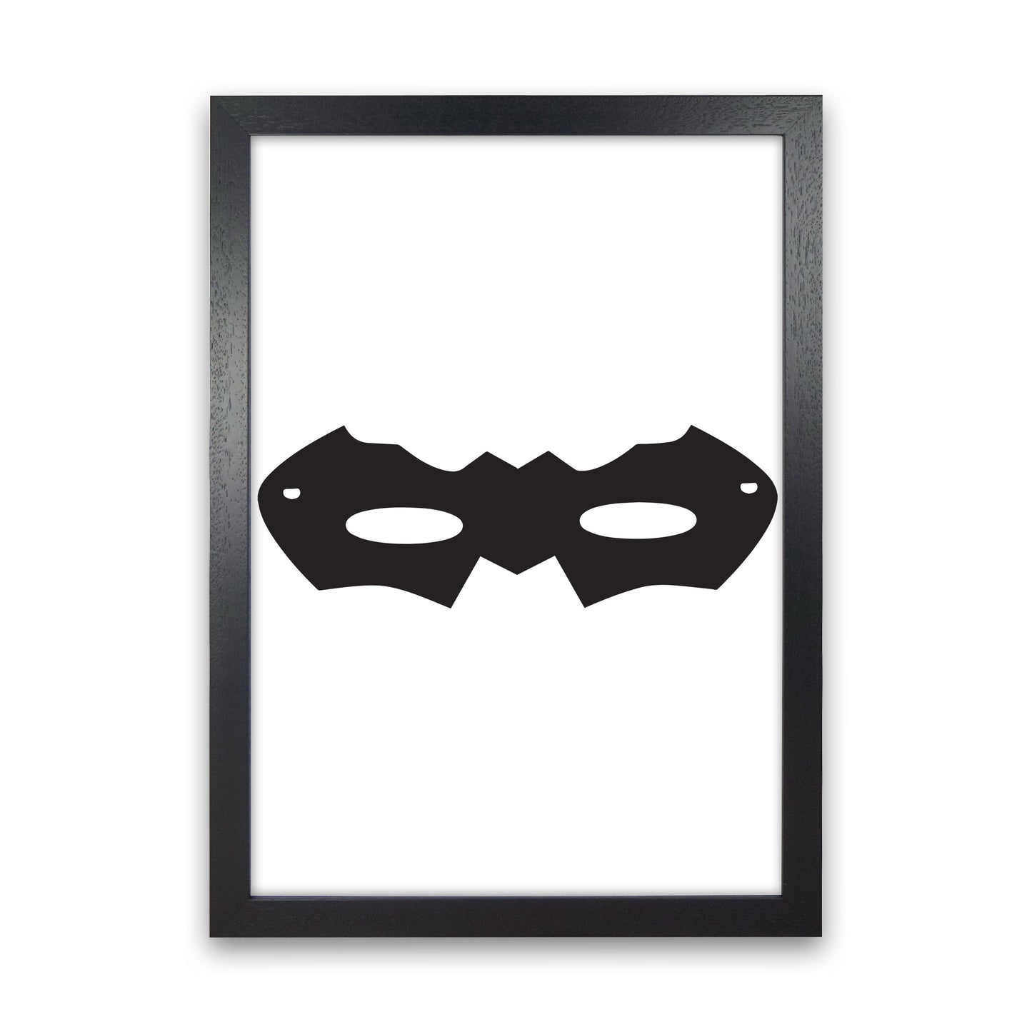 Superhero Mask Framed Nursey Wall Art Print Black Grain