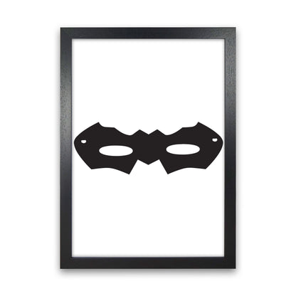 Superhero Mask Framed Nursey Wall Art Print Black Grain