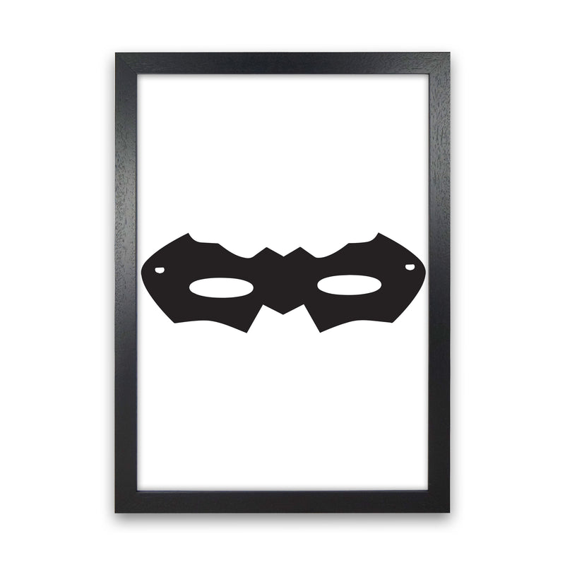 Superhero Mask Framed Nursey Wall Art Print Black Grain
