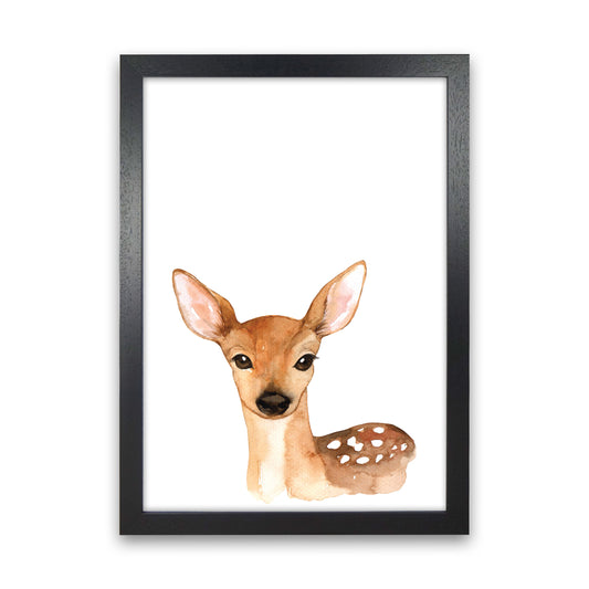 Forest Friends, Cute Deer Modern Print Animal Art Print Black Grain