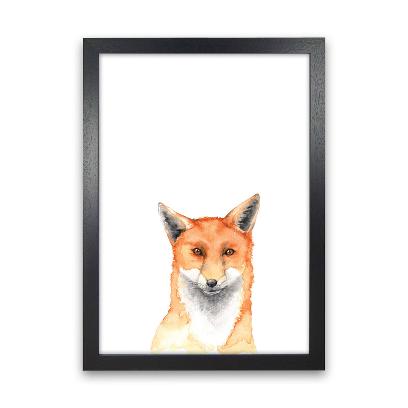 Forest Friends, Fox Modern Print Animal Art Print Black Grain
