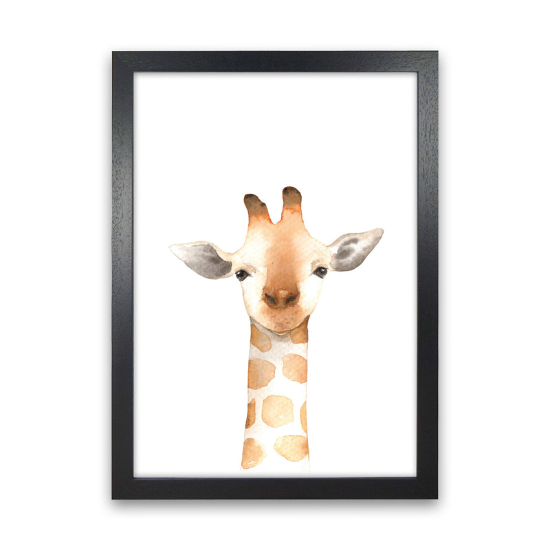 Forest Friends, Cute Giraffe Modern Print Animal Art Print Black Grain