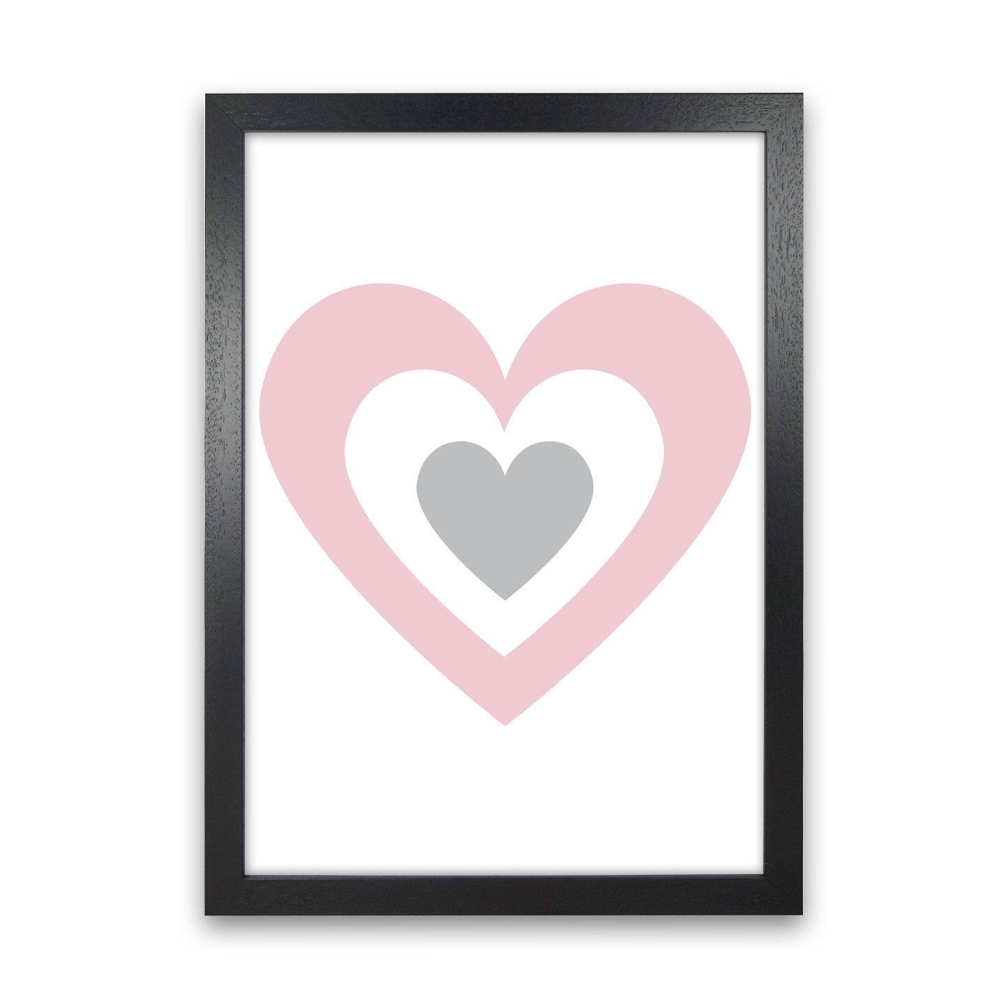 Pink And Grey Heart Modern Print Black Grain