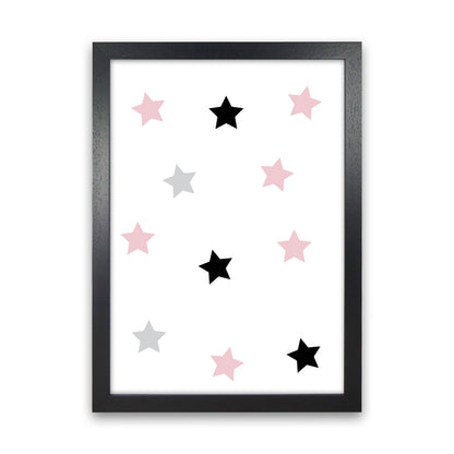 Pink Black And Grey Stars Modern Print Black Grain