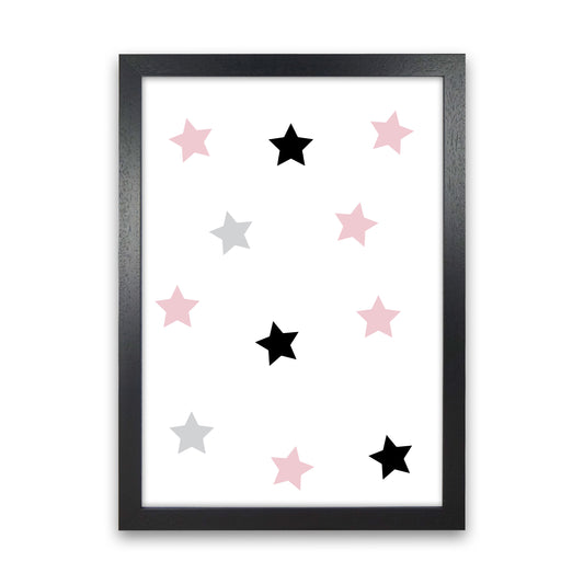 Pink Black And Grey Stars Modern Print Black Grain