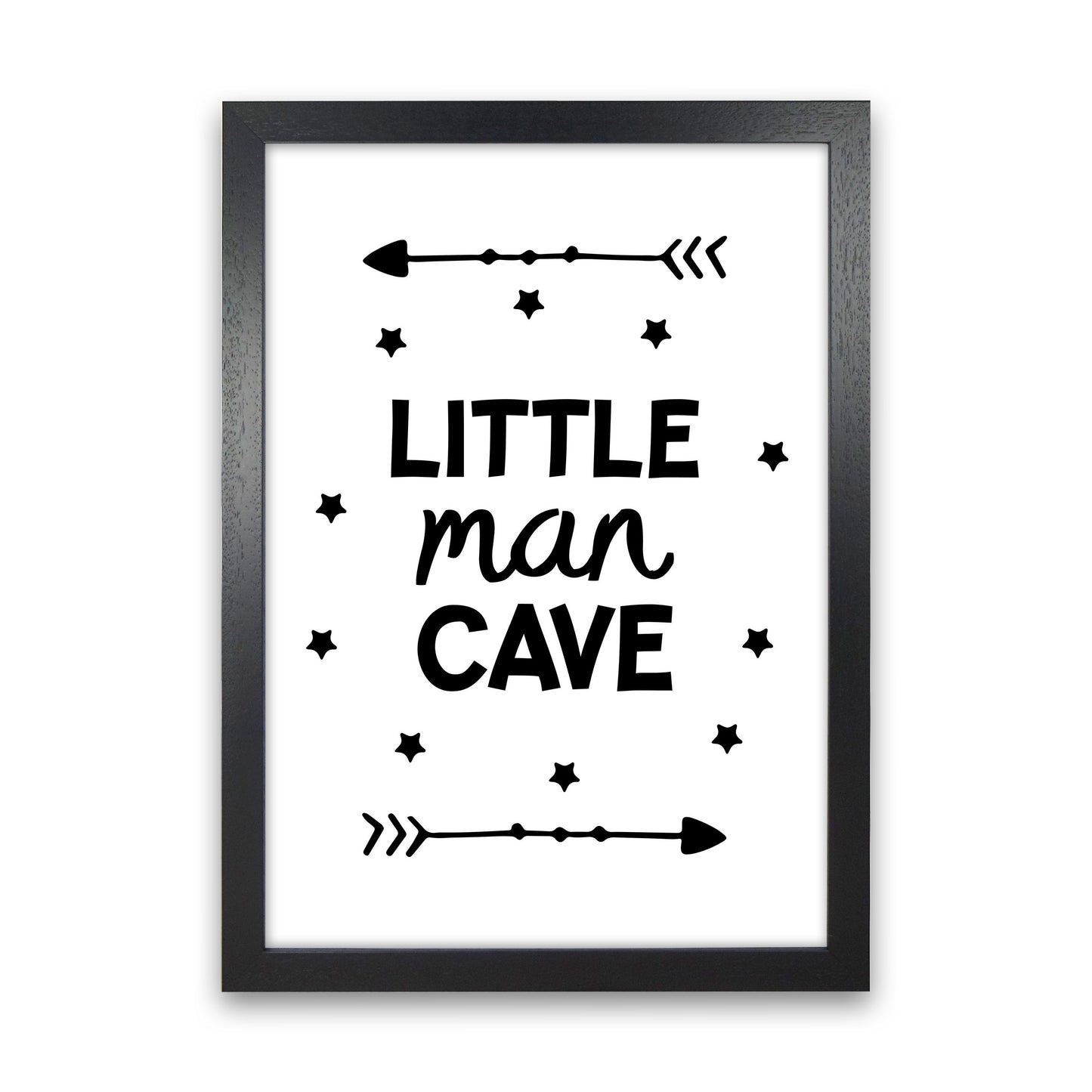 Little Man Cave Black Arrows Framed Nursey Wall Art Print Black Grain