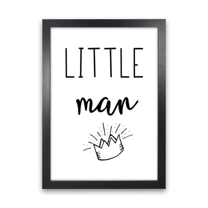 Little Man Crown Framed Nursey Wall Art Print Black Grain
